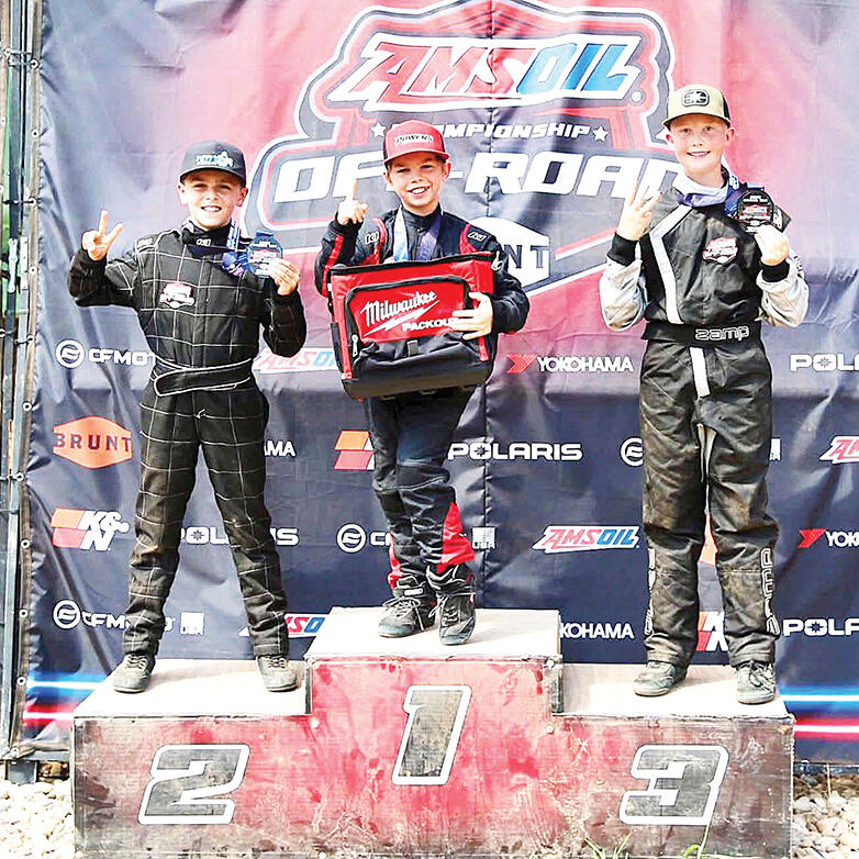 Gaborik Geyen, center, climbed the podium 14 times, including nine wins during this year’s off-road, side-by-side racing season. (Photos by Brenda Erdahl)