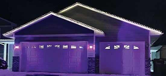 Homes continue to be lit with purple lights to show support for Buffalo. Solidarity has been shown all over Buffalo, and beyond, as this home in Wright County glows in purple. (Photo by Emily Vojtech)