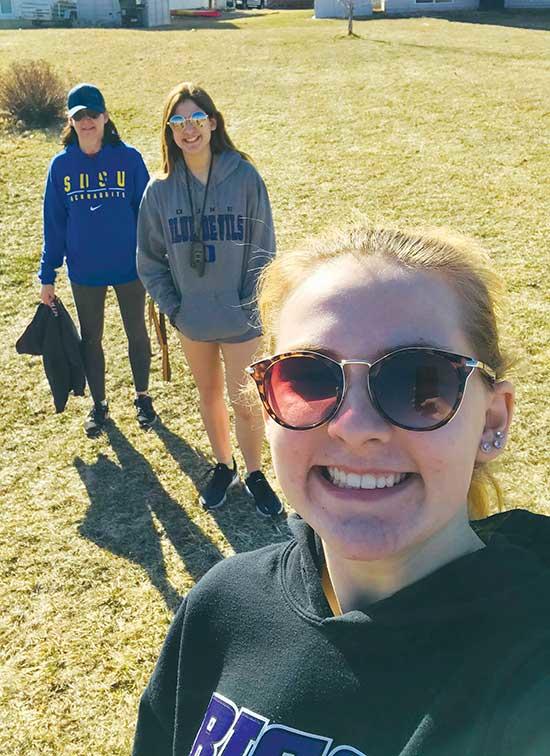 “During quarantine, my family takes a lot of walks,” shared Imes. “We are a very athletic and active family.” Pictured, from left: (rear) Imes’ mother, Kelly, her sister, Sam; (front) Josephine Imes. Not pictured are brother, Noah, and father, Matt. (Photo courtesy of Josephine Imes)